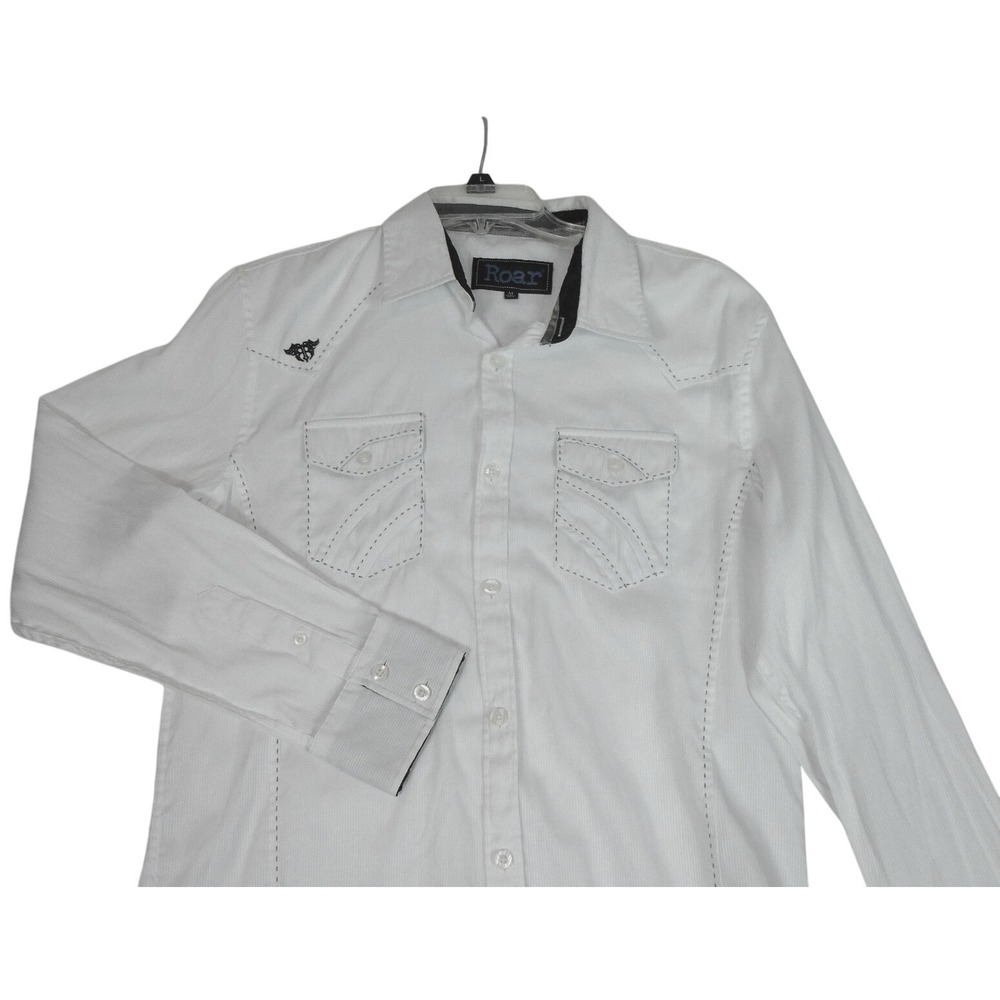 ROAR Signature Parallel ‎ ENOUGH EXCUSES Men's Western Shirt White Size Medium